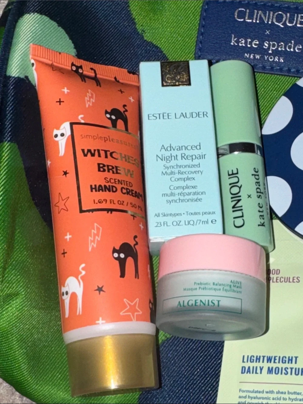 kate spade Green & Navy Polka Dot Clinique Travel Skincare Pouch Set